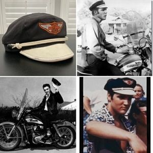 Rare Vintage 1950s Harley Davidson Elvis Presley Motorcycle Hat Captain's Cap